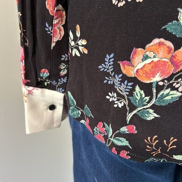 MAJE Shirt Printed Women's Ciller Two Tone Floral Print Top Sz 1 US Small - Picture 9 of 14